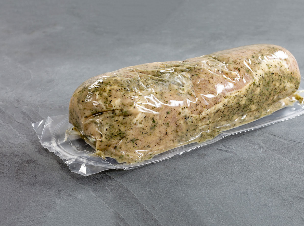 Another example of pork tenderloin showing off forming and non-forming film packaging.