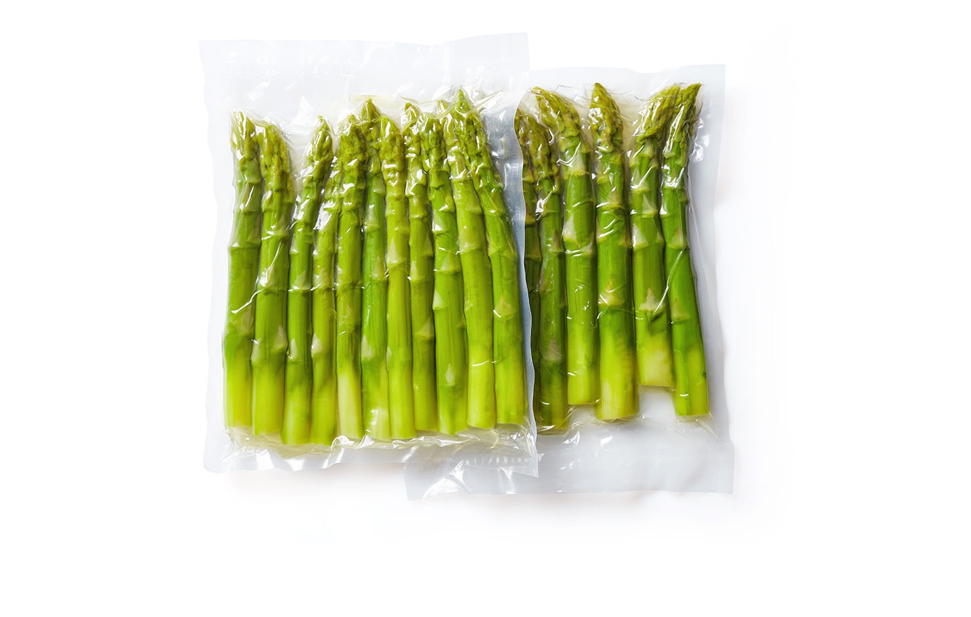 Asparagus in a vacuum sealed pouch.